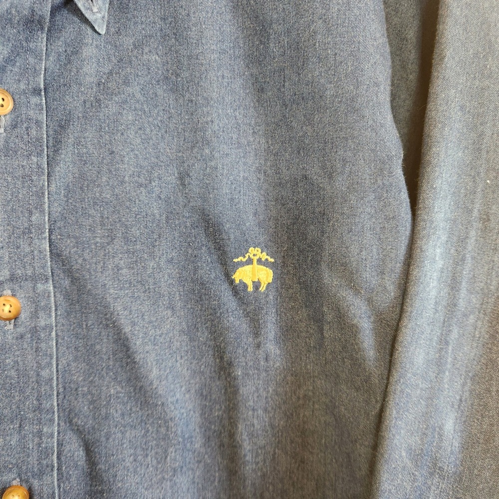 Brooks Brothers 346 Mens XL Blue Denim Long Sleeve Button Down Shirt All Cotton - Picture 7 of 12